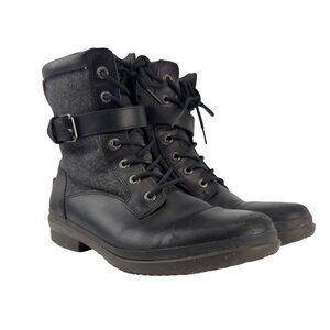 UGG Kesey Leather & Wool Lace-Up Waterproof Black & Gray Boots Size 8.5